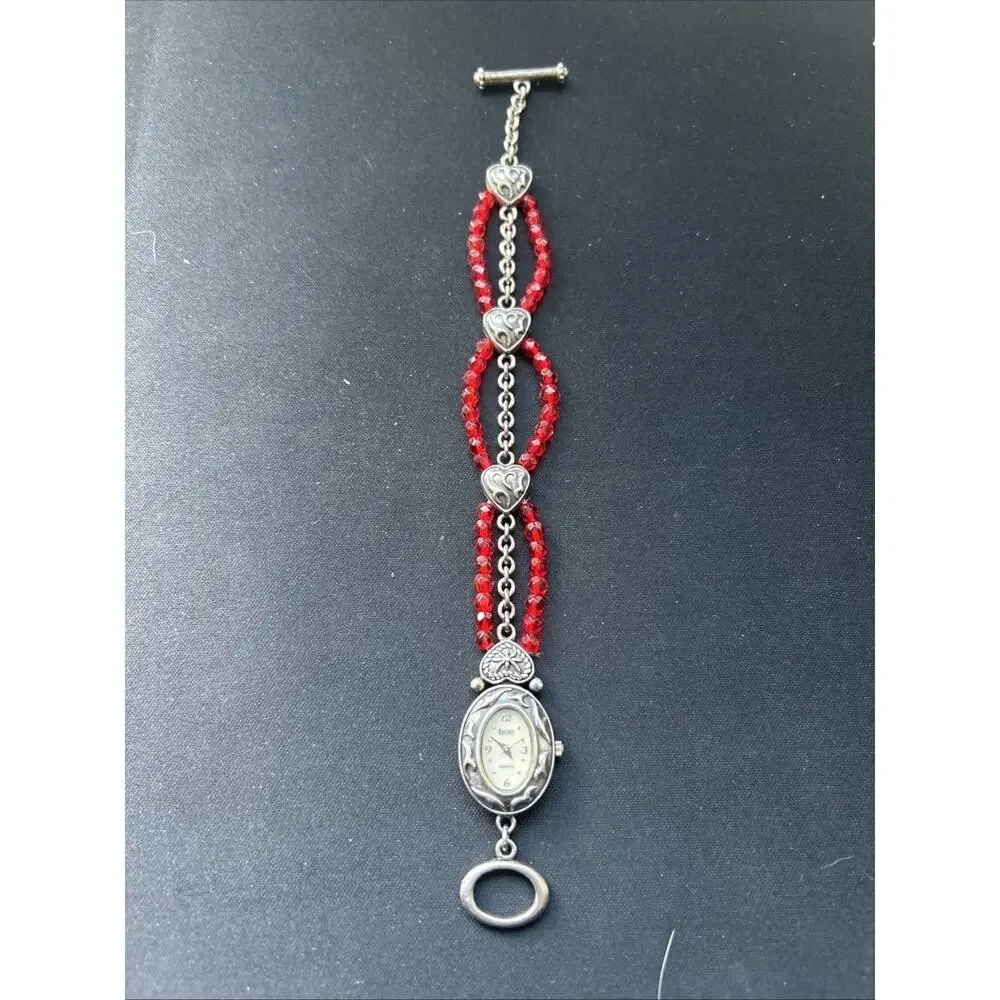 Kristine Silver Tone Red Get Band Women’s Quartz Watch